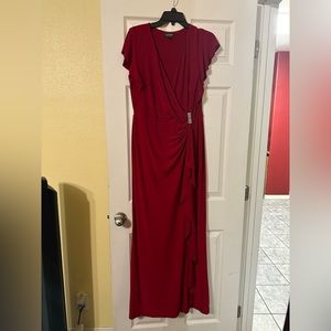 Ralph Lauren Red Flutter-Sleeve Gown/Dress